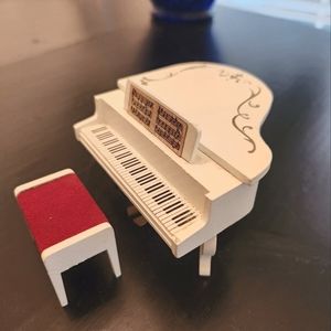 Vintage Wooden Baby Grand Miniature Piano & Stool